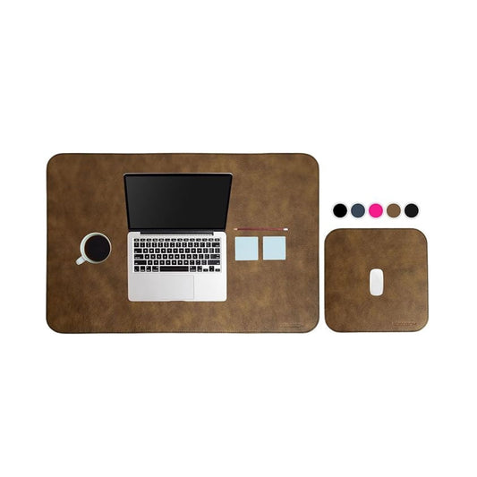 Set di Tappetini da Scrivania in Vera Pelle Nuvolato Camel