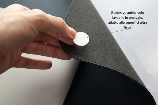 Set di Tappetini da Scrivania in Vera Pelle Blu