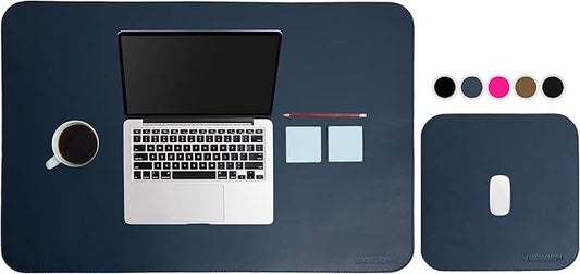 Set di Tappetini da Scrivania in Vera Pelle Blu