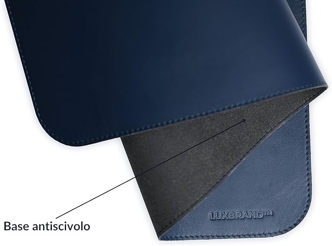 Set di Tappetini da Scrivania in Vera Pelle Blu