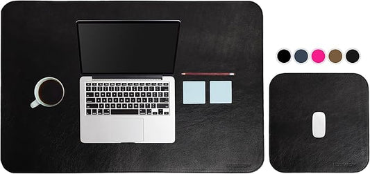 Set di Tappetini da Scrivania in Vera Pelle Nero