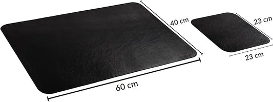 Black Genuine Leather Desk Mat Set