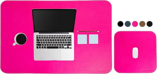 Set di Tappetini da Scrivania in Vera Pelle Rosa