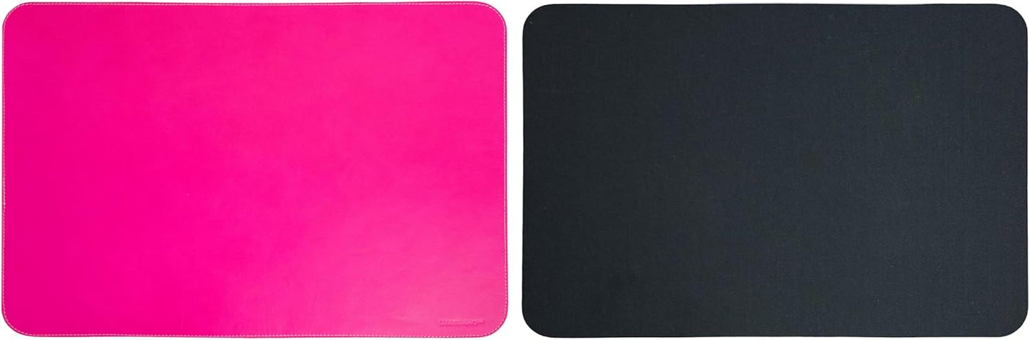 Pink Genuine Leather Desk Mat Set