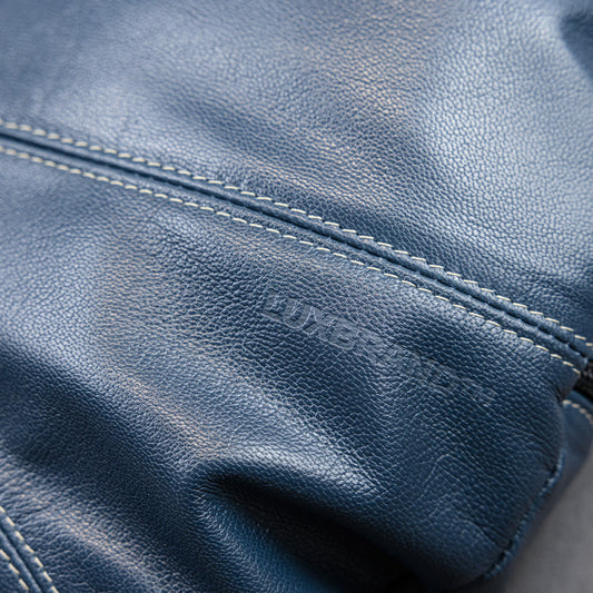 Cuscino decorativo in Vera Pelle al vegetale, rotondo - Blu