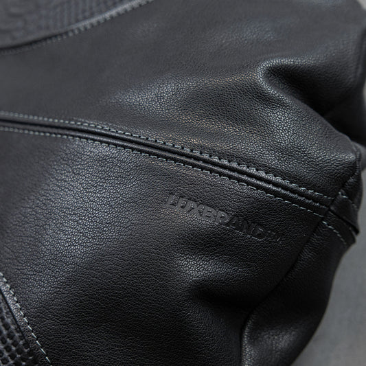 Cuscino decorativo in Vera Pelle al vegetale, rotondo - Nero Mamba