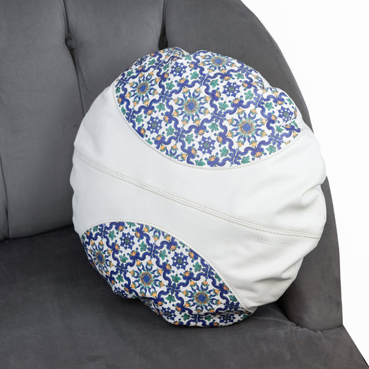 Cuscino decorativo in Vera Pelle al vegetale, rotondo - Positano