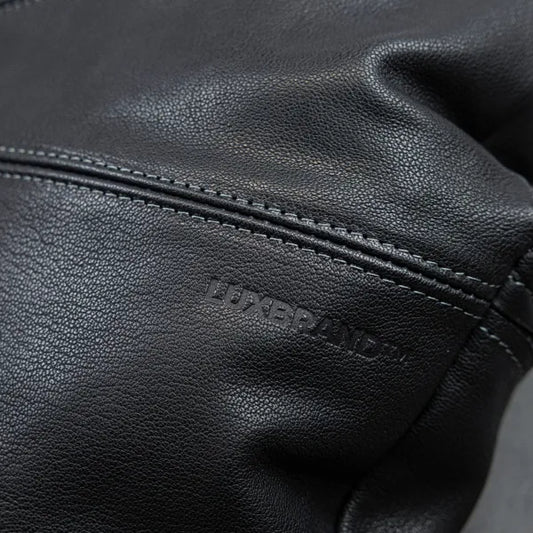 Cuscino decorativo in Vera Pelle al vegetale, rotondo - Nero