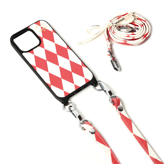 Red chessboard Necklace – Custodia in Vera Pelle con tracolla