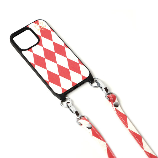 Red chessboard Necklace – Custodia in Vera Pelle con tracolla