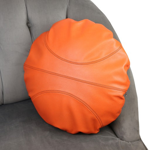 Cuscino decorativo in Vera Pelle al vegetale, rotondo - Arancione