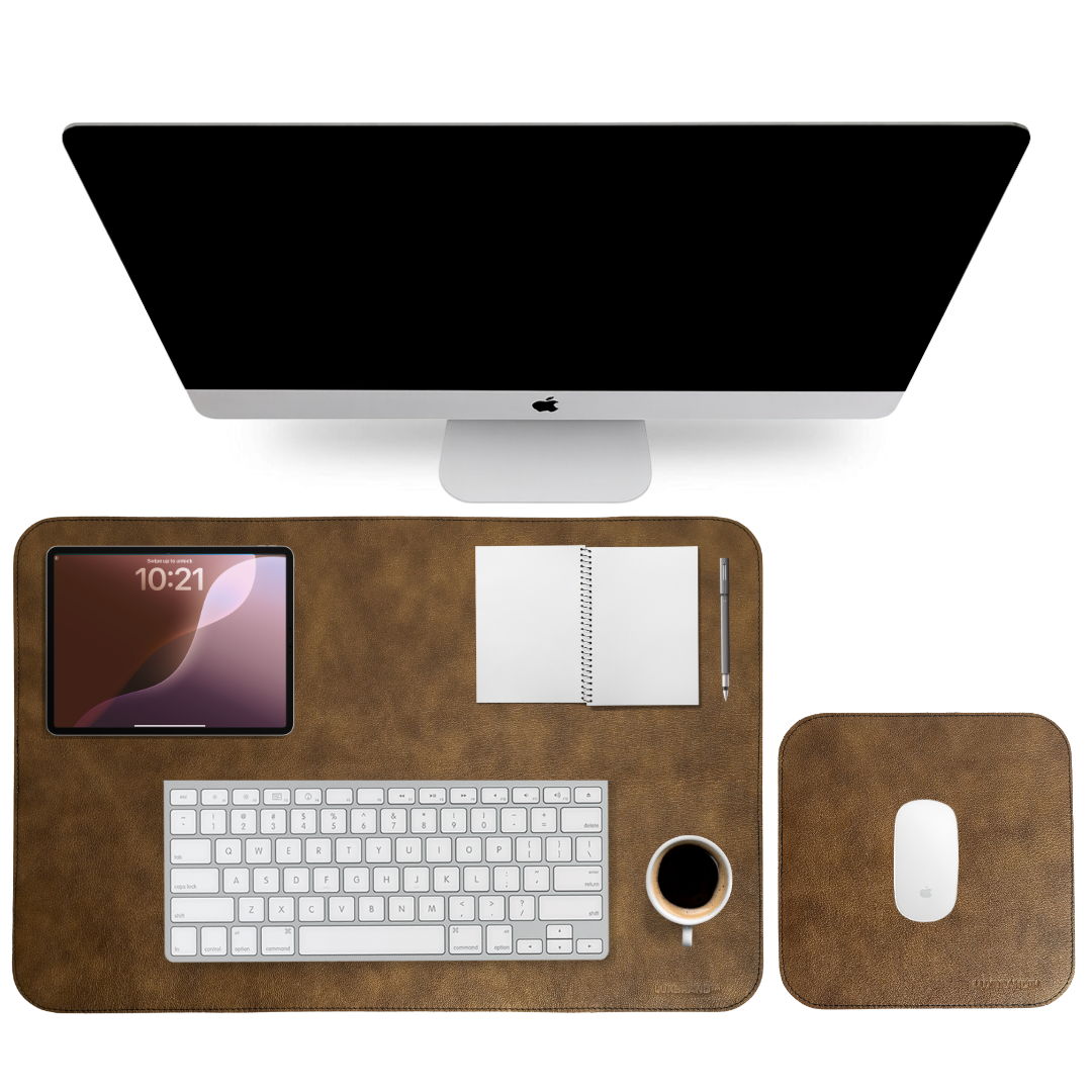Camel Cloud Genuine Leather Desk Mat Set