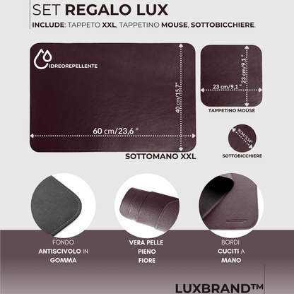 Black Genuine Leather Desk Mat Set