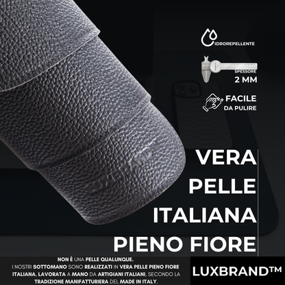 Set di Tappetini da Scrivania in Vera Pelle Nero