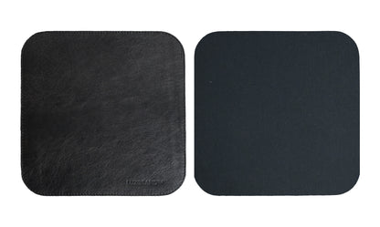 Black Genuine Leather Desk Mat Set