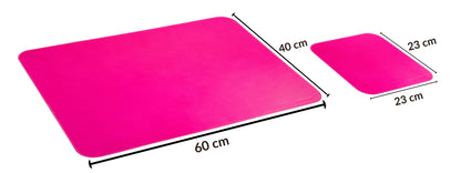 Pink Genuine Leather Desk Mat Set