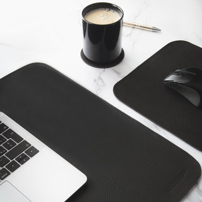 Set di Tappetini da Scrivania in Vera Pelle Nero